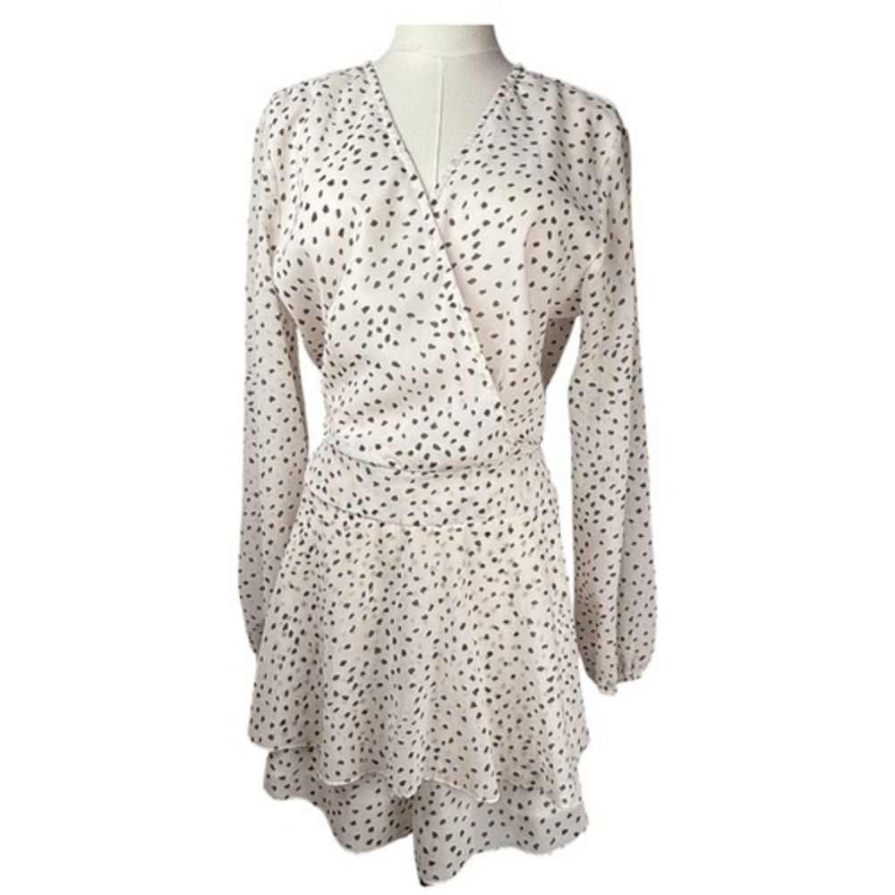Polka‎ Dot Wrap Romper Size XL Black White Tiered Ruffle Waist Tie Y2K